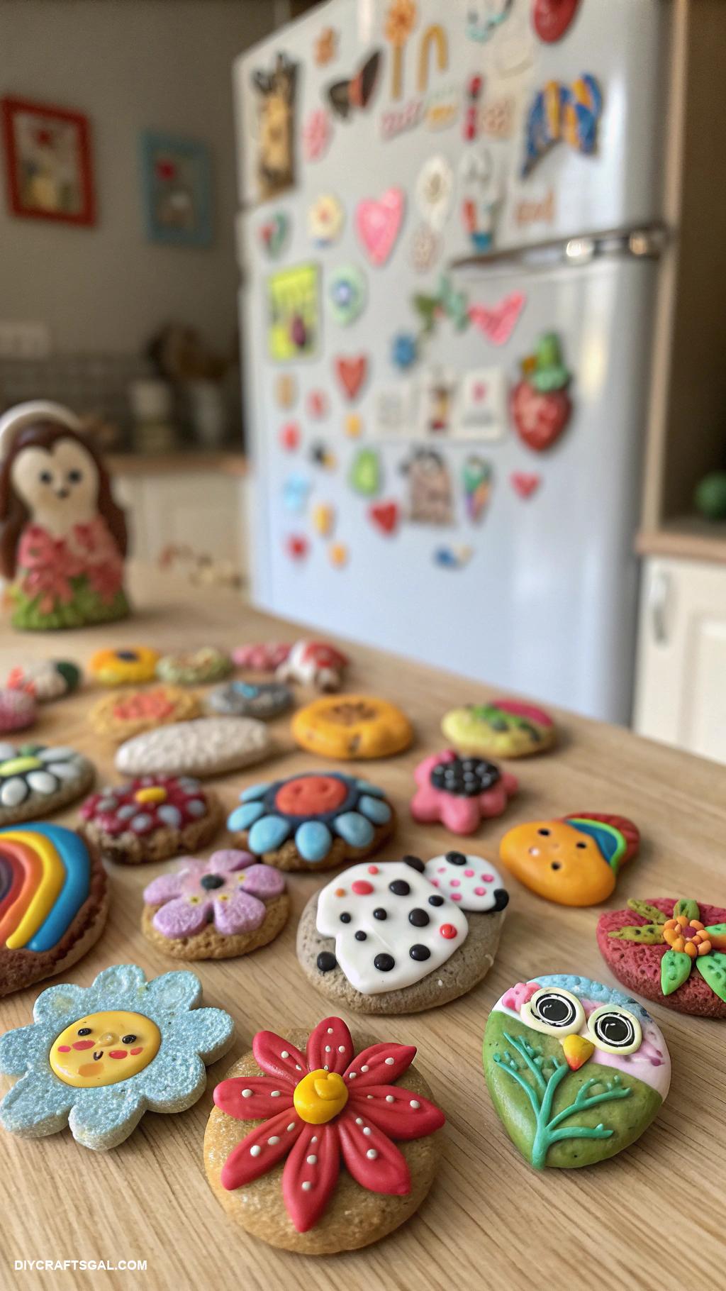 air dry clay projects Handmade clay fridge magnets