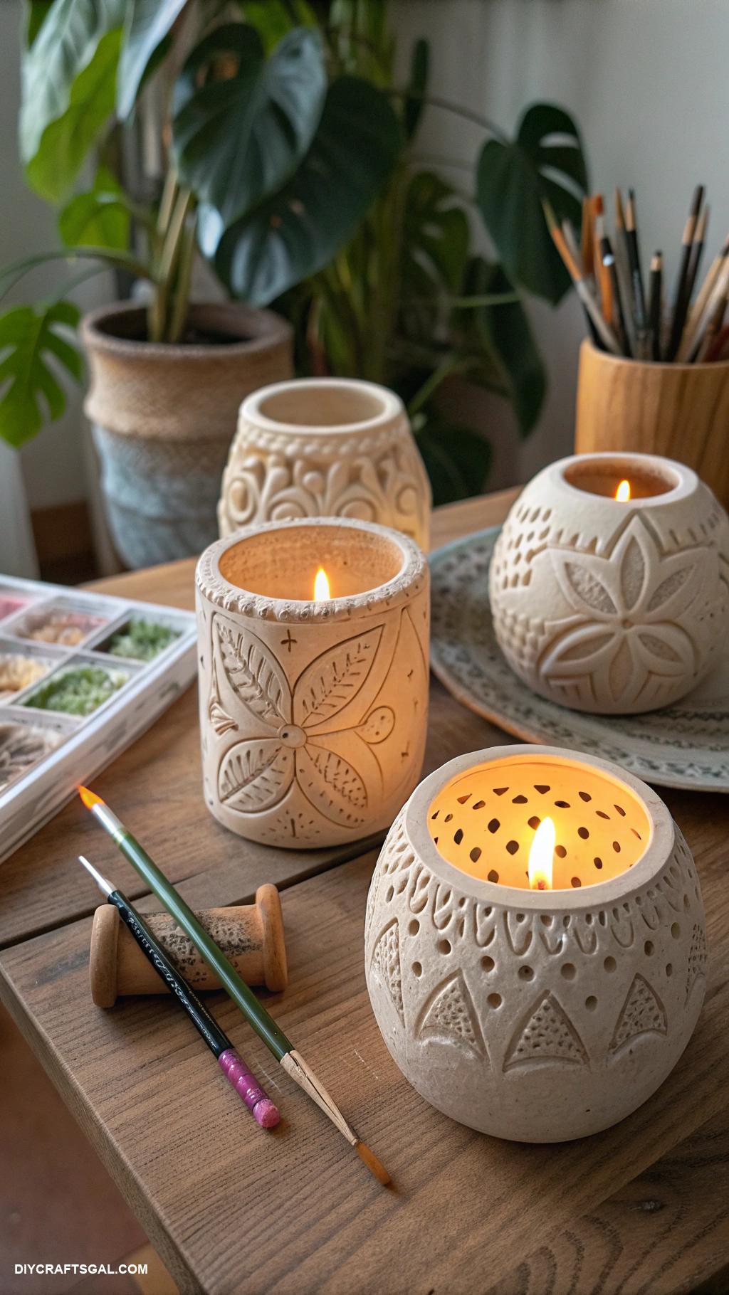 air dry clay projects Unique candle holders for ambiance