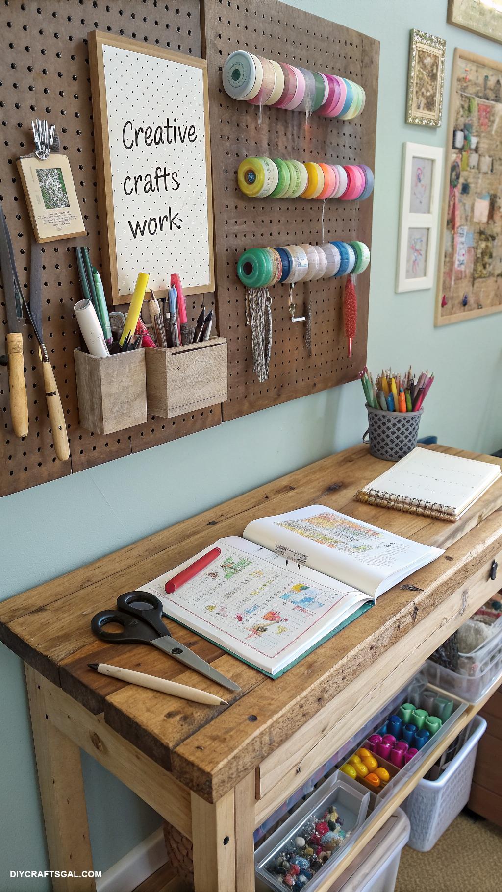 craft table with storage ideas Magnetic strips for securing small tools