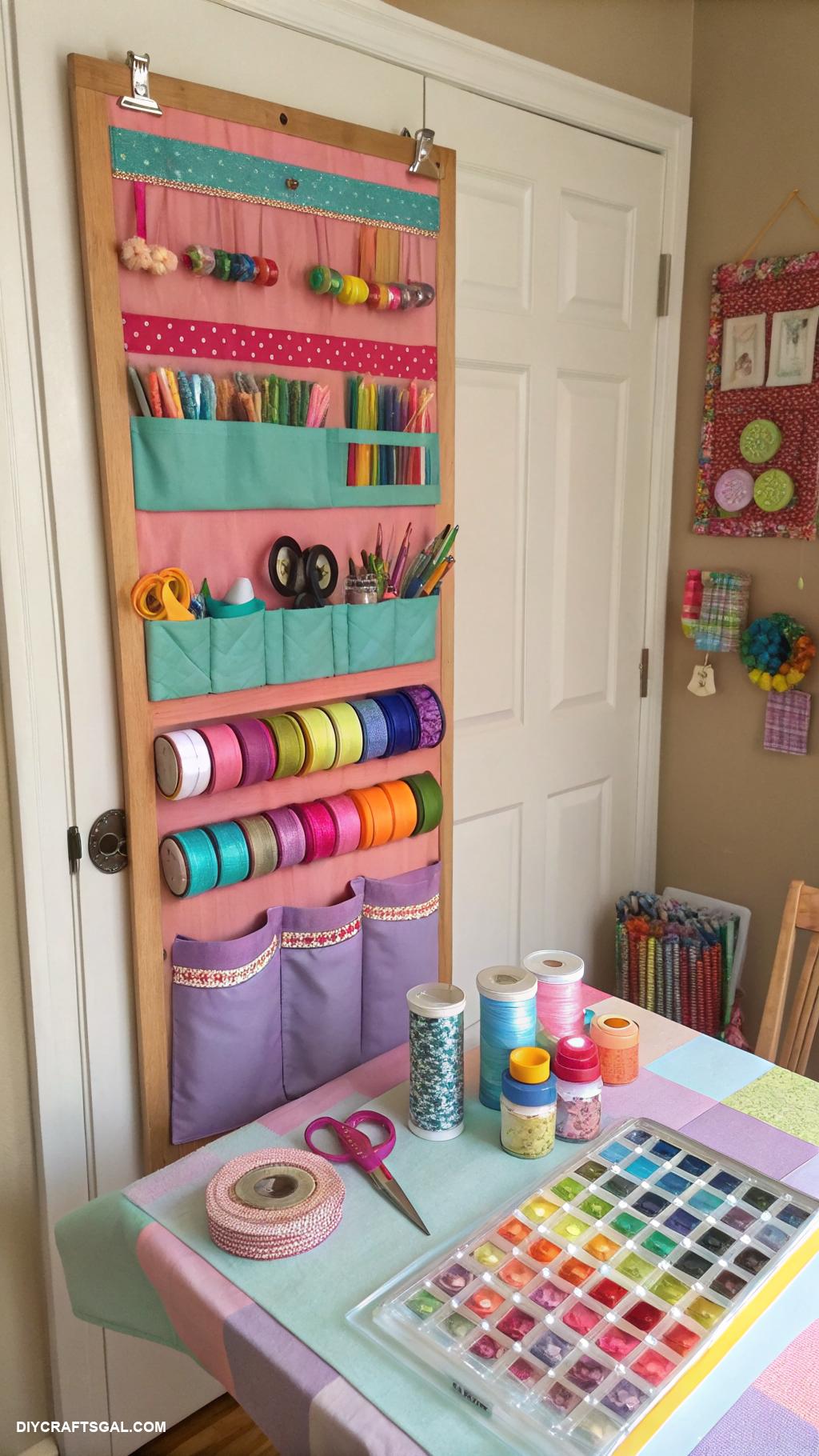 craft table with storage ideas Over the door shoe organizer for materials