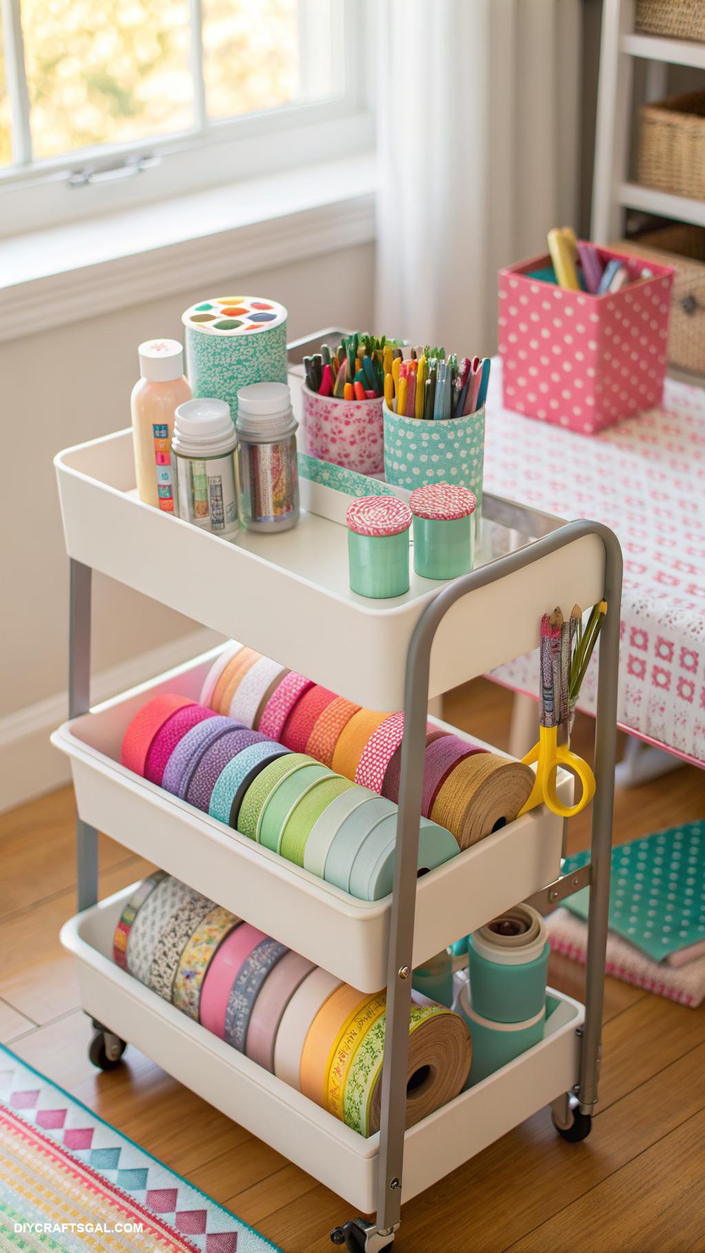 craft table with storage ideas Rolling cart for mobile crafting station