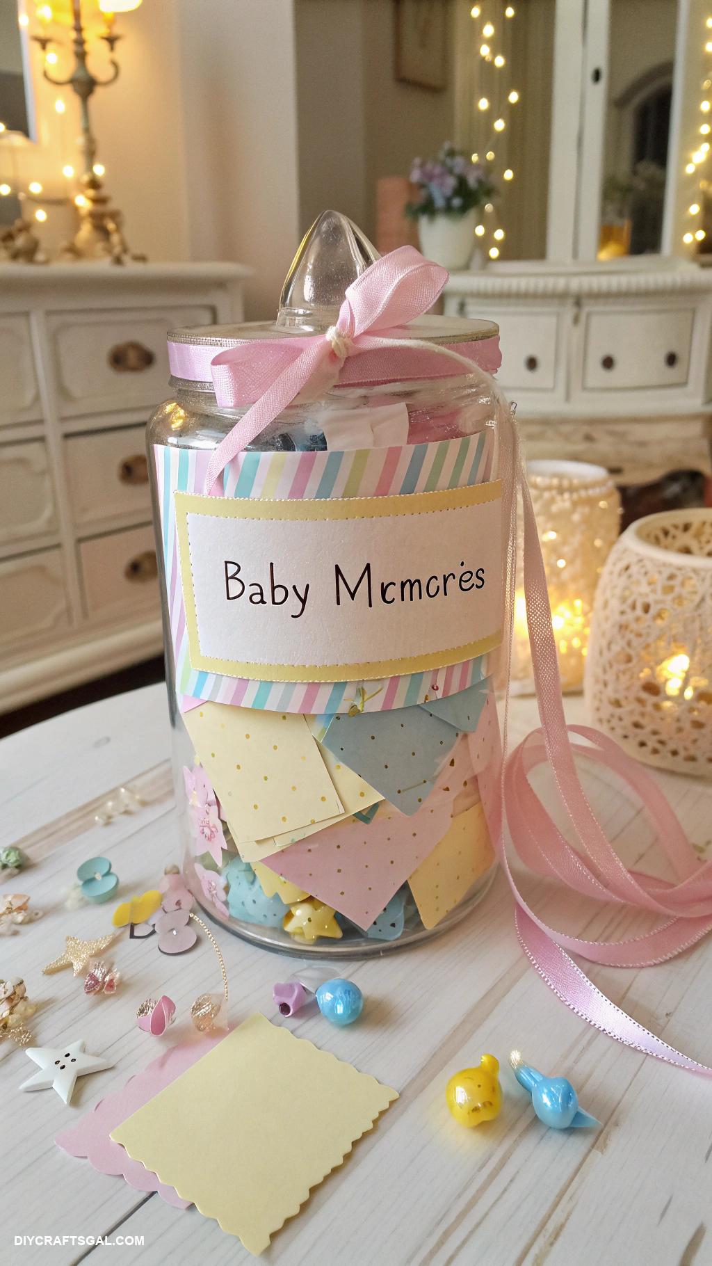 diy baby shower gifts Baby themed memory jar for heartfelt notes