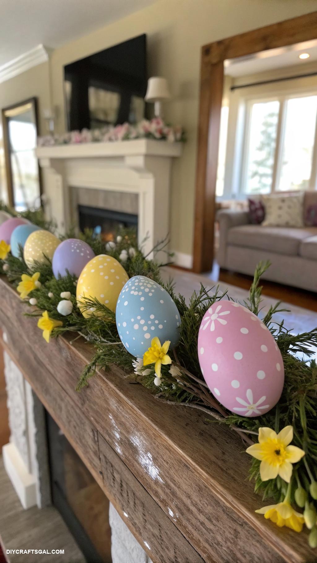 diy easter home decor ideas DIY egg garland for mantelpiece