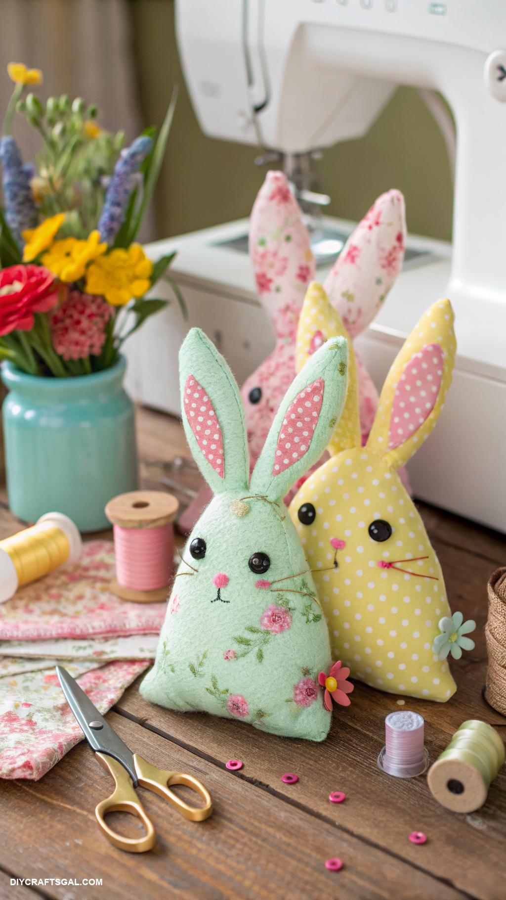 diy easter home decor ideas Fabric scrap bunny plushies for softness