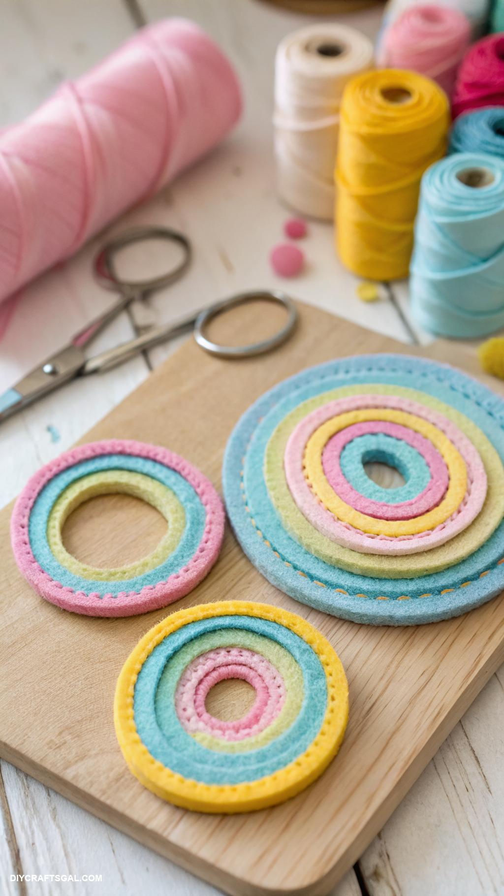 diy rings ideas Felt circle layered rings