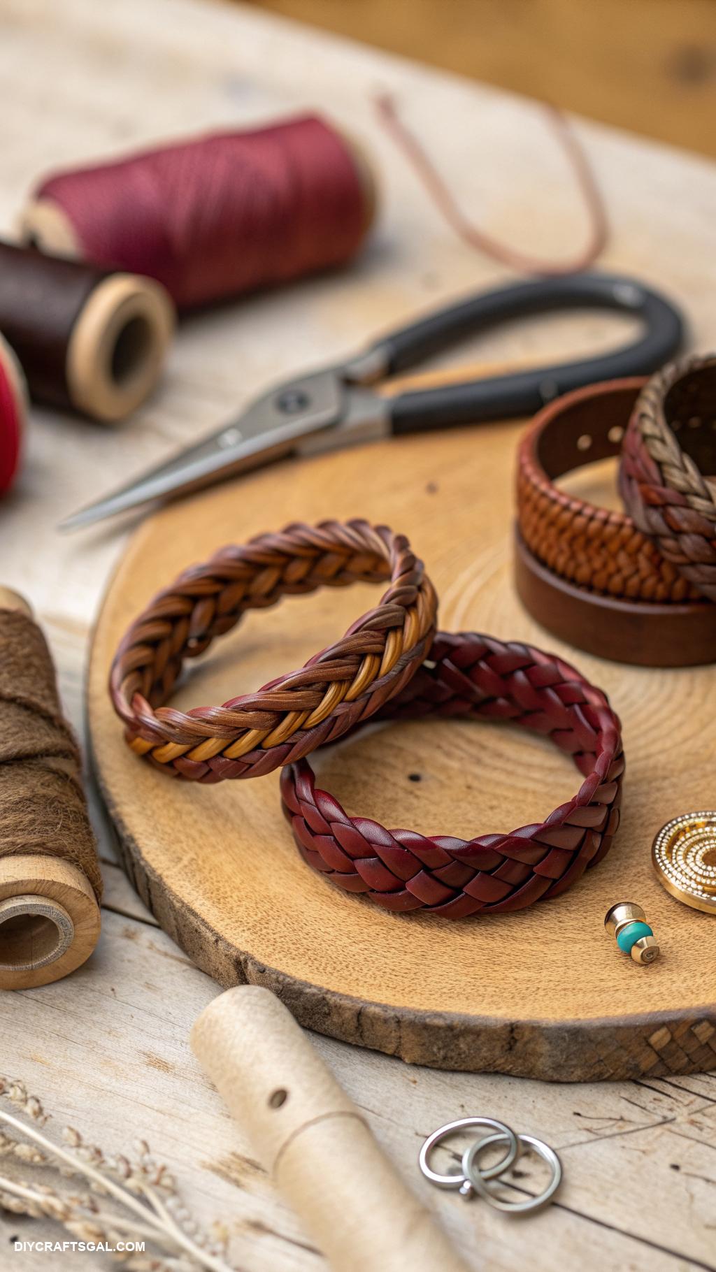 diy rings ideas Leather braided wrap rings