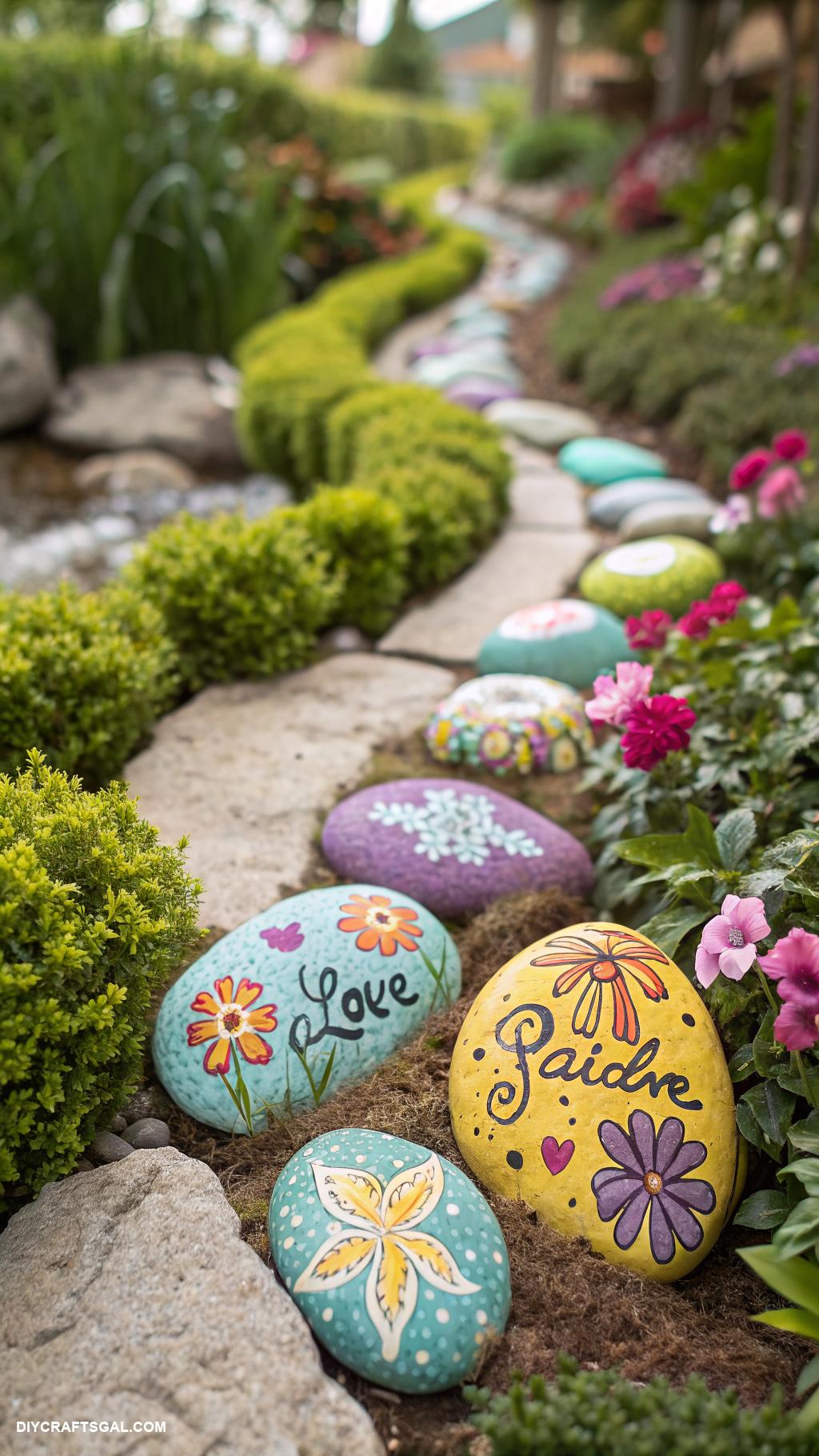 diy spring crafts for adults Decorative painted rocks for garden paths