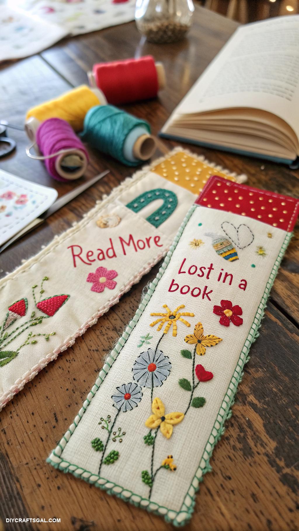 diy spring crafts for adults Hand stitched fabric bookmarks for readers