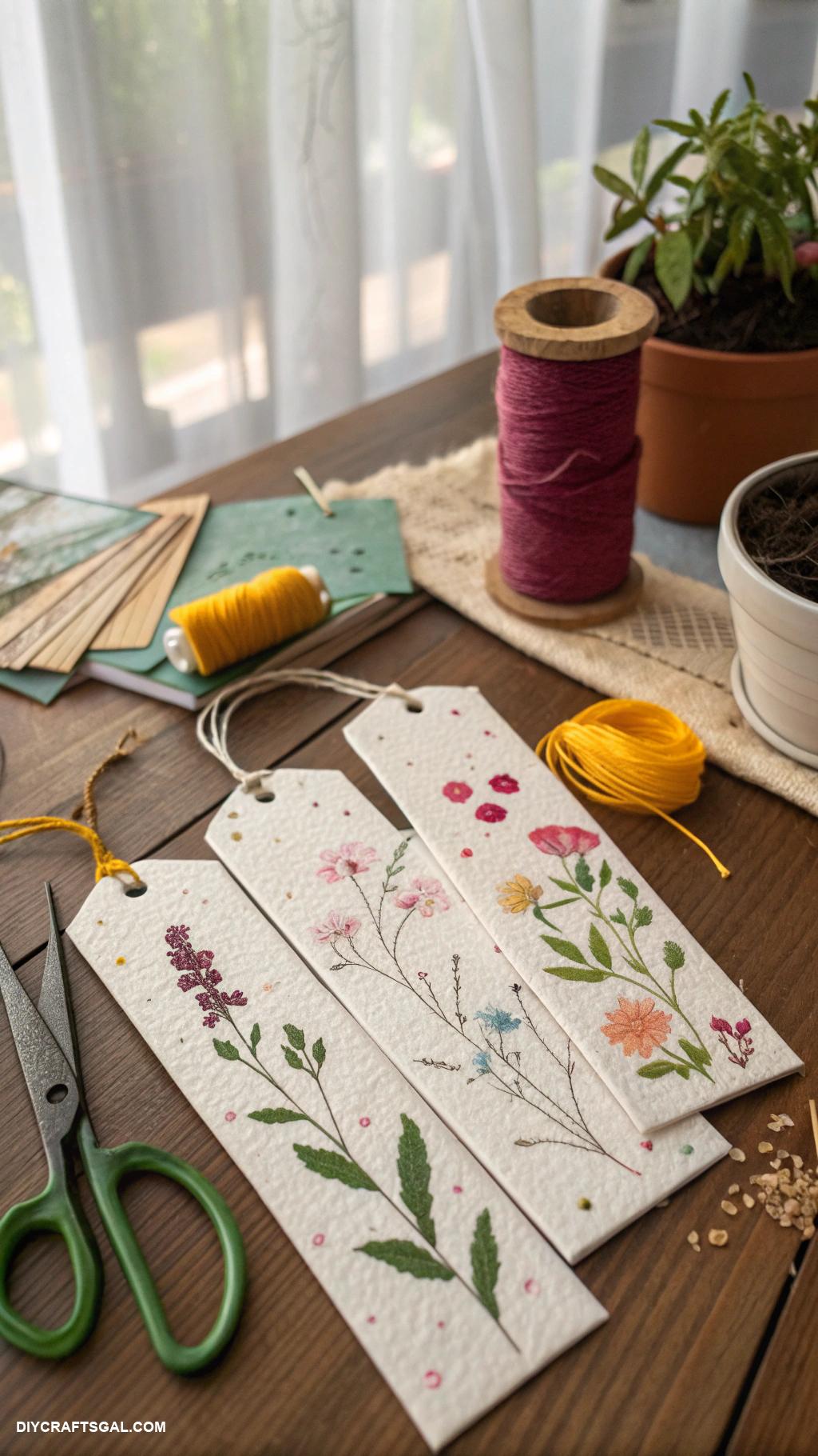 earth day crafts Plantable seed paper bookmarks