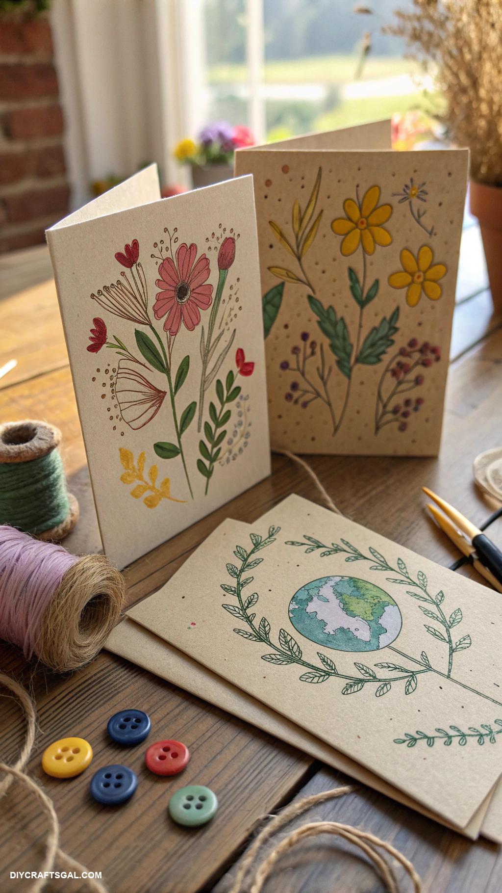 earth day crafts Recycled paper handmade greeting cards
