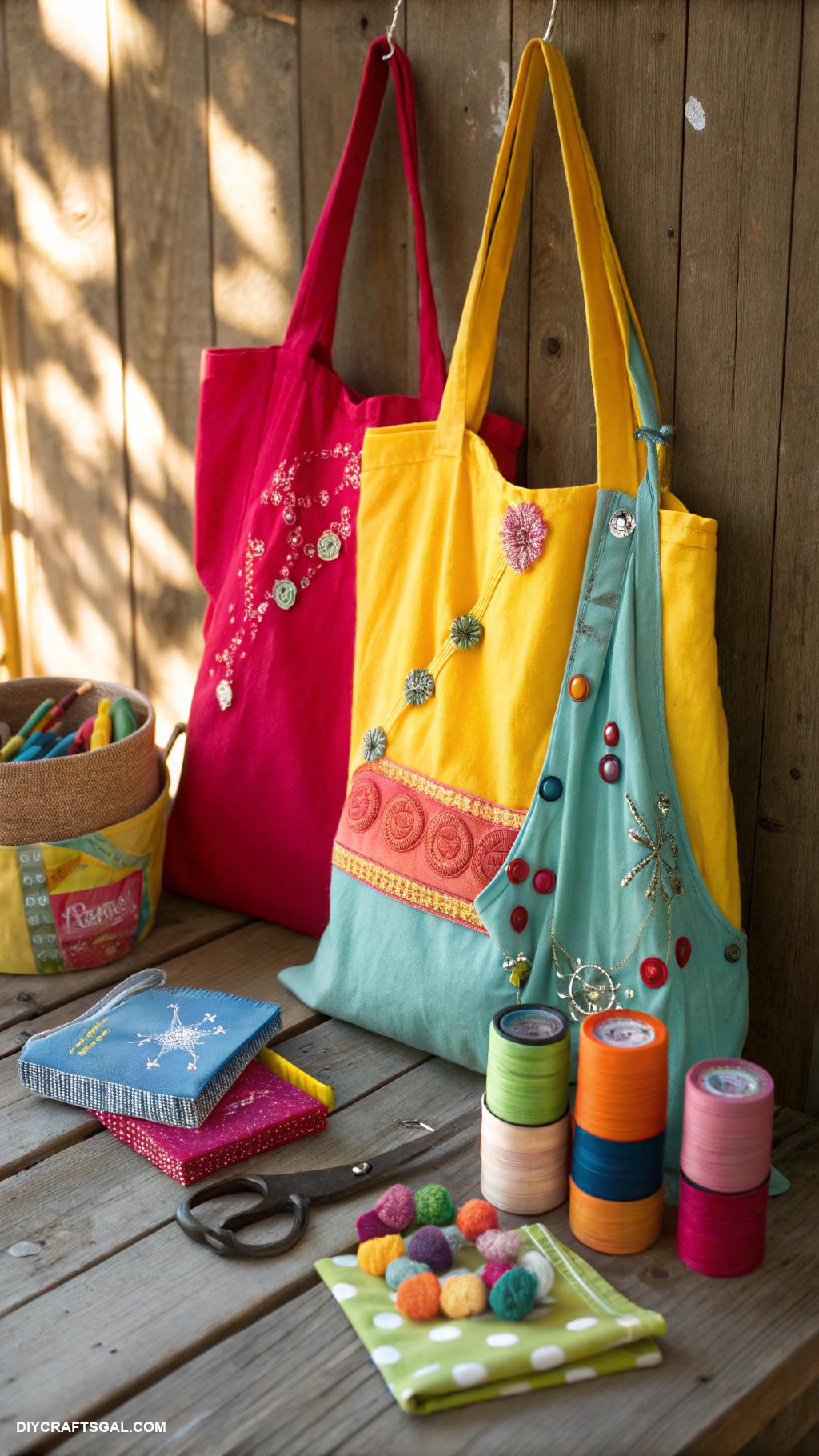 earth day crafts T shirt tote bags from old clothes