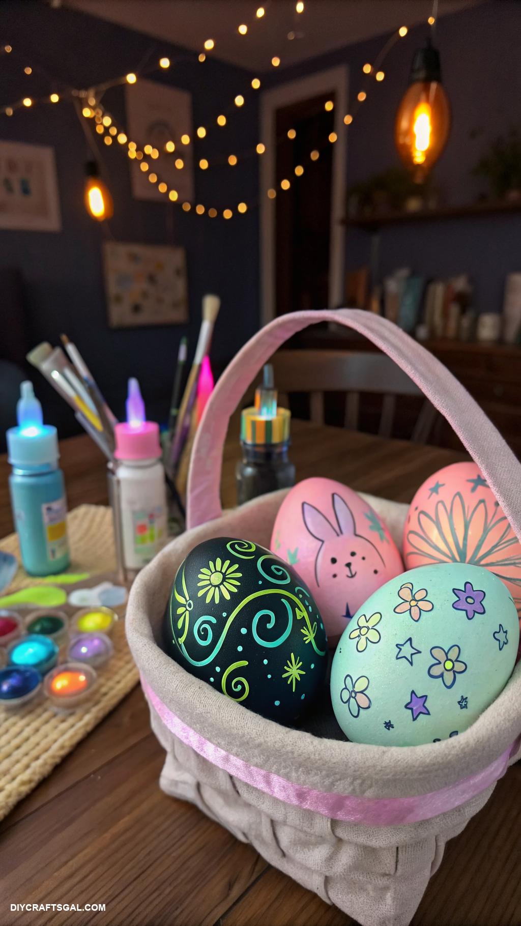 easter egg decorating ideas Glow in the dark paint for nighttime fun