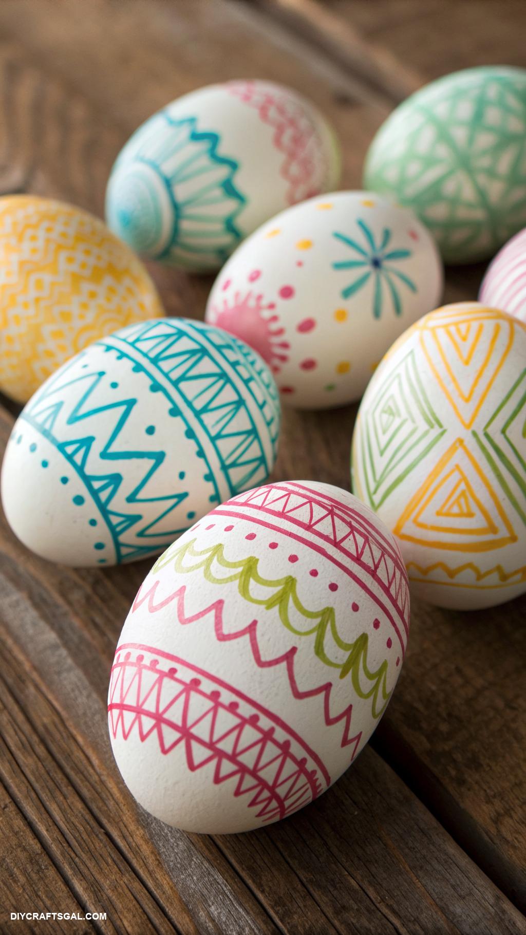 easter egg decorating ideas Rubber band resist for unique patterns