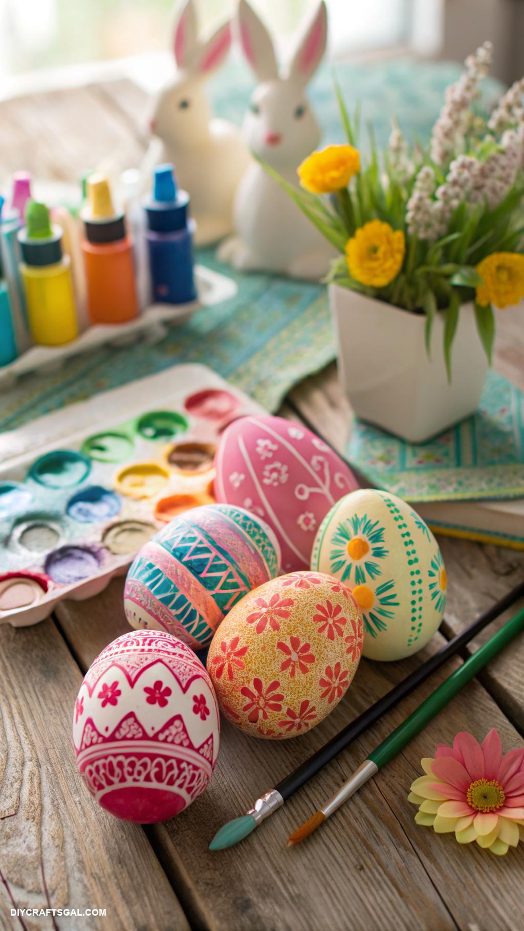 easter egg decorating ideas Sponge painting with vibrant colors
