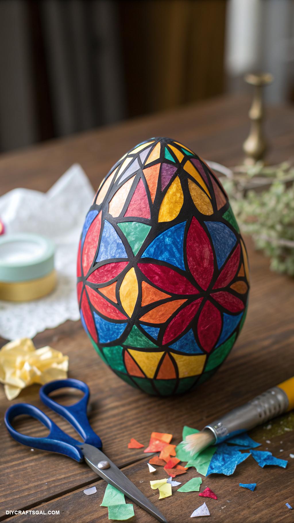 easter egg decorating ideas Stained glass effect with tissue paper