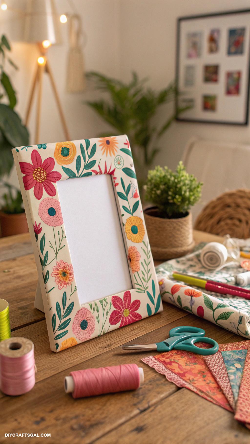 fabric crafts DIY fabric covered picture frames