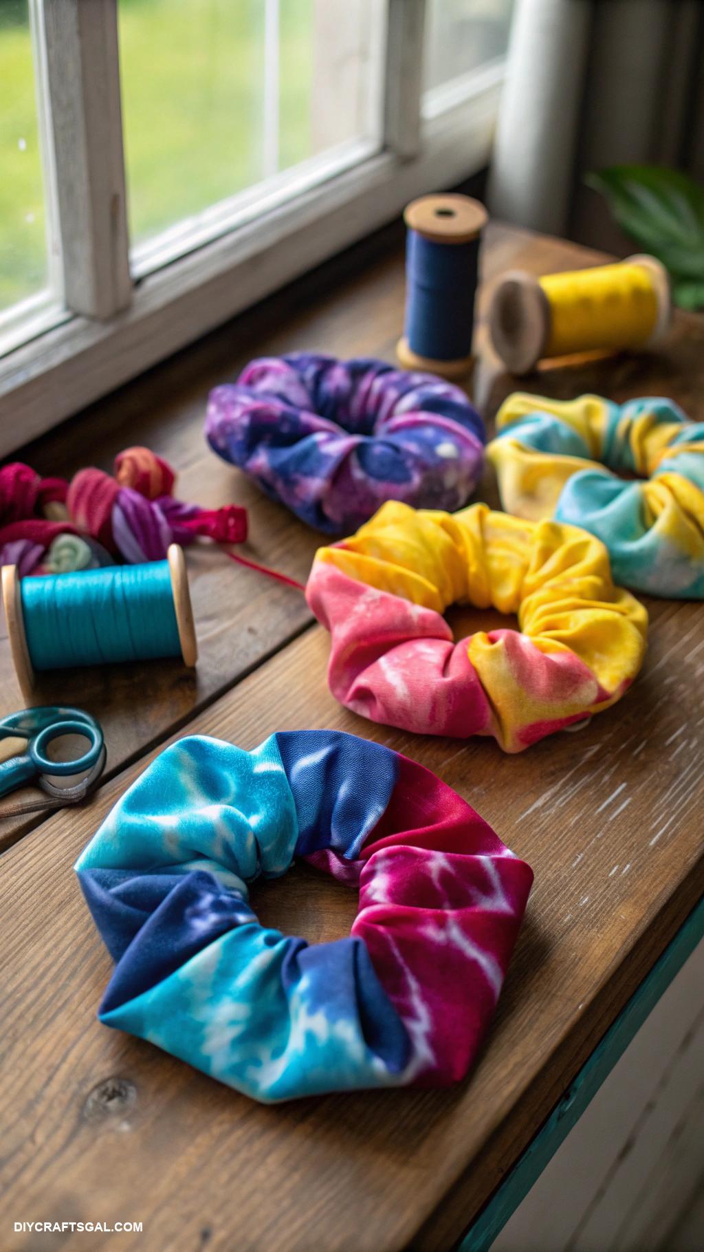 fabric crafts Tie dye fabric hair accessories