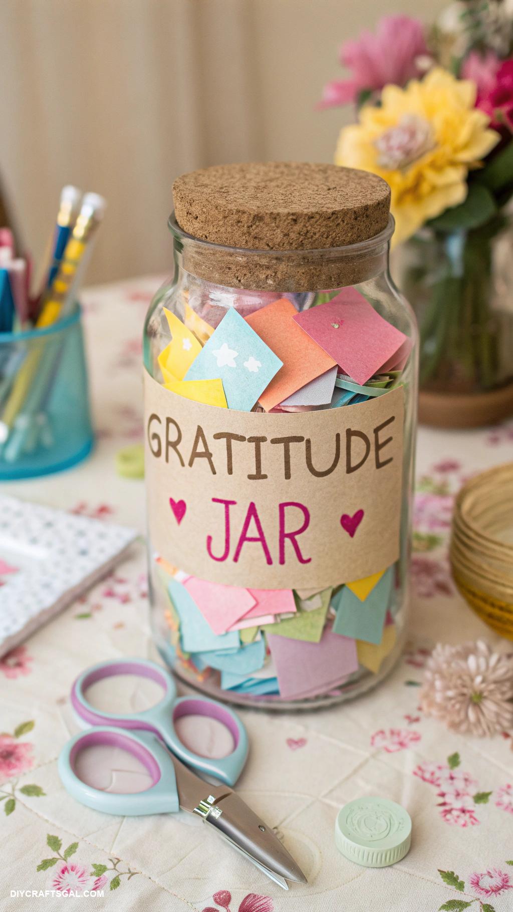 gratitude journaling ideas Gratitude jar with colorful notes