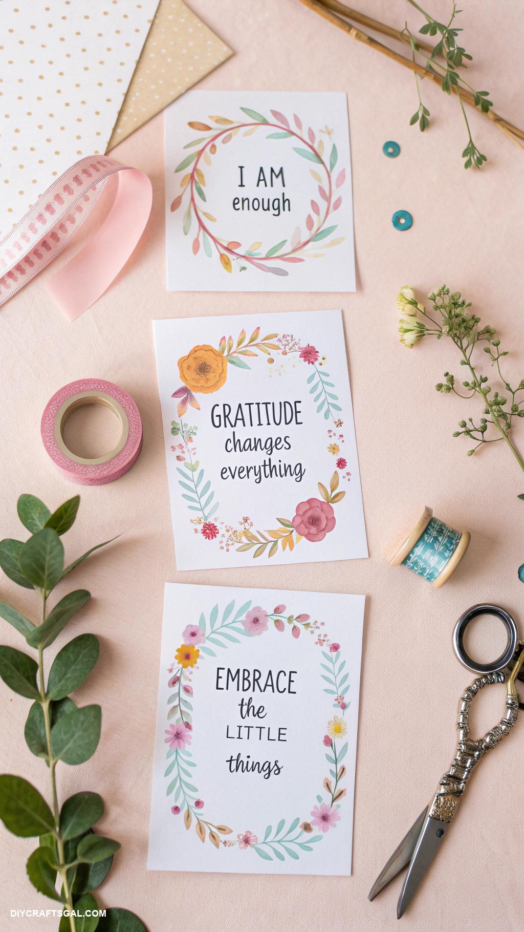 gratitude journaling ideas Handmade gratitude affirmation cards