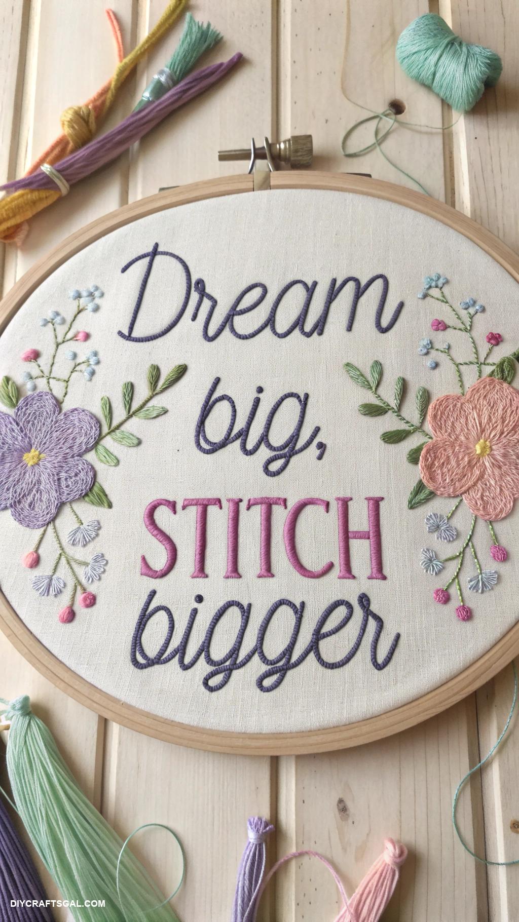 hand embroidery art ideas Inspirational quotes on wall hangings