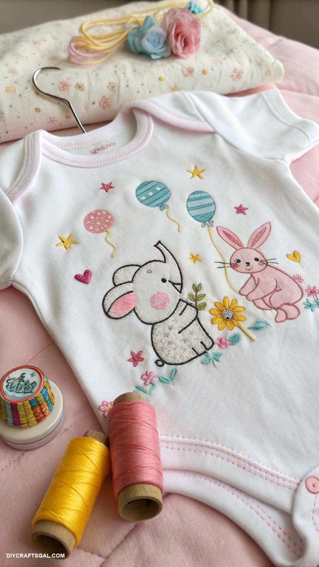 hand embroidery art ideas Playful designs on baby onesies