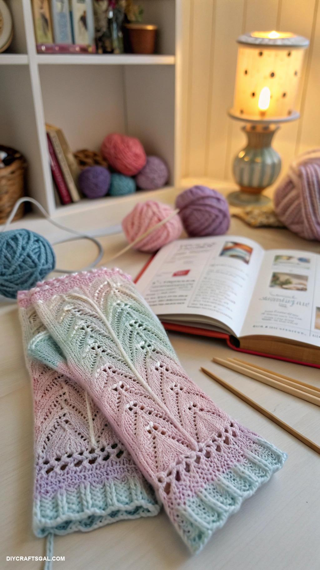 knitted mittens ideas Fingerless mittens with lace details