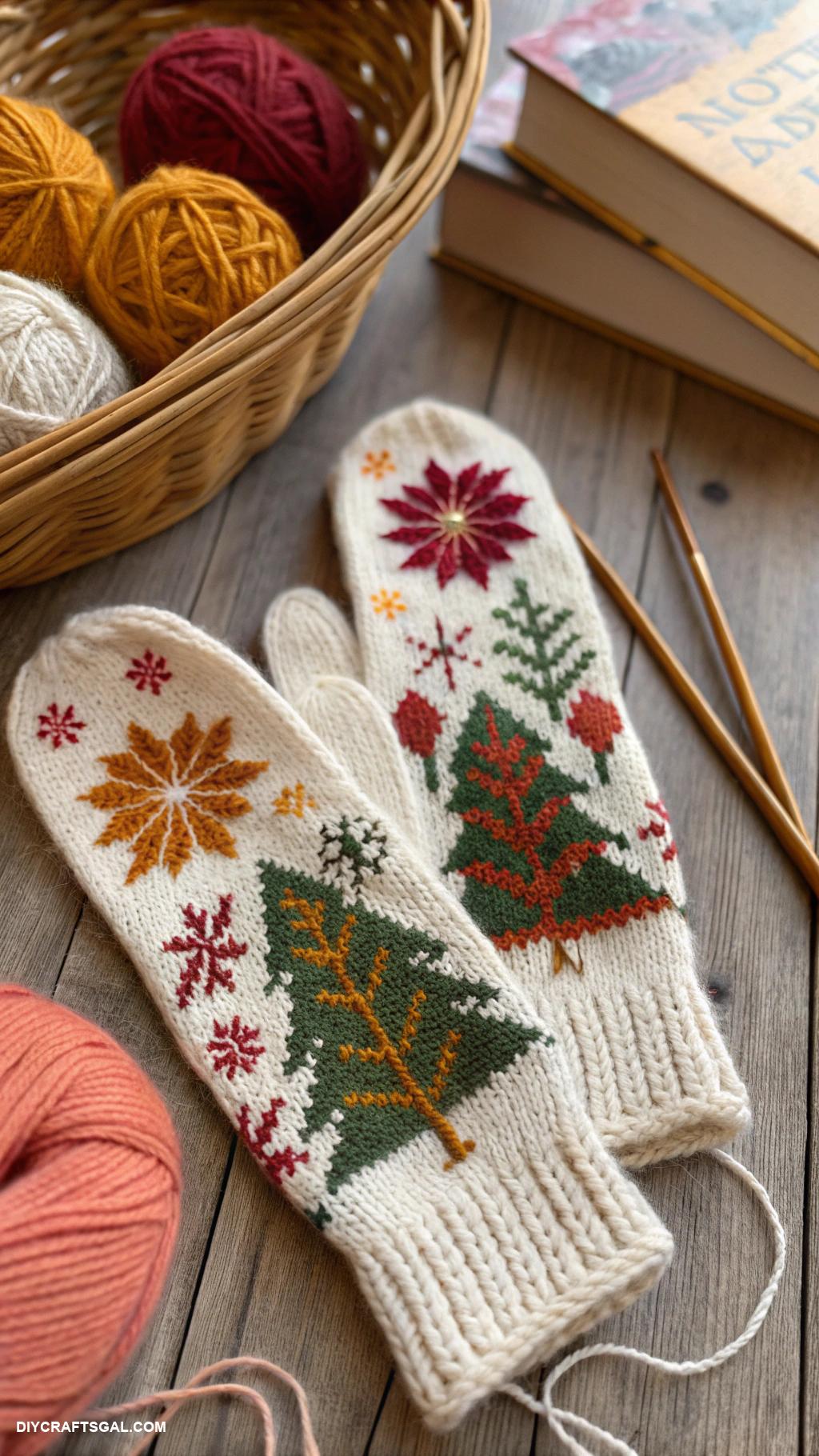 knitted mittens ideas Seasonal motif knitted mittens