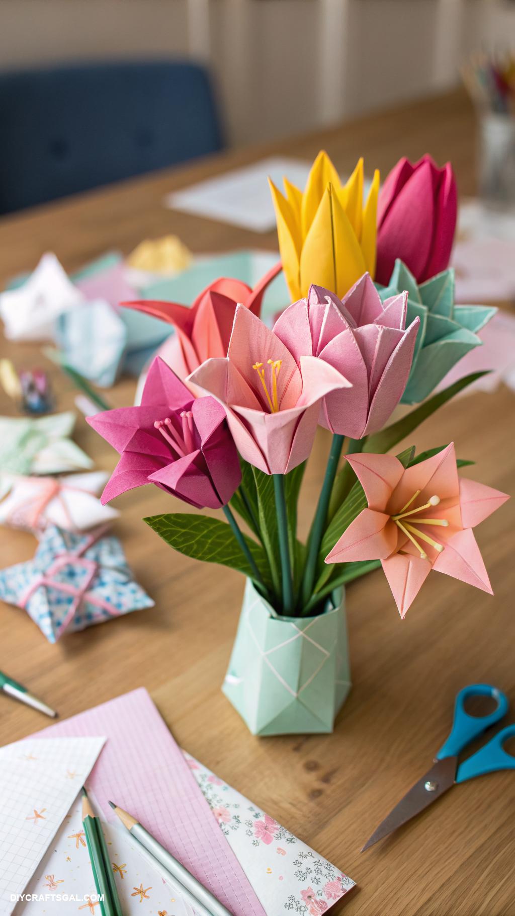 paper crafts Origami flowers with recyclable paper
