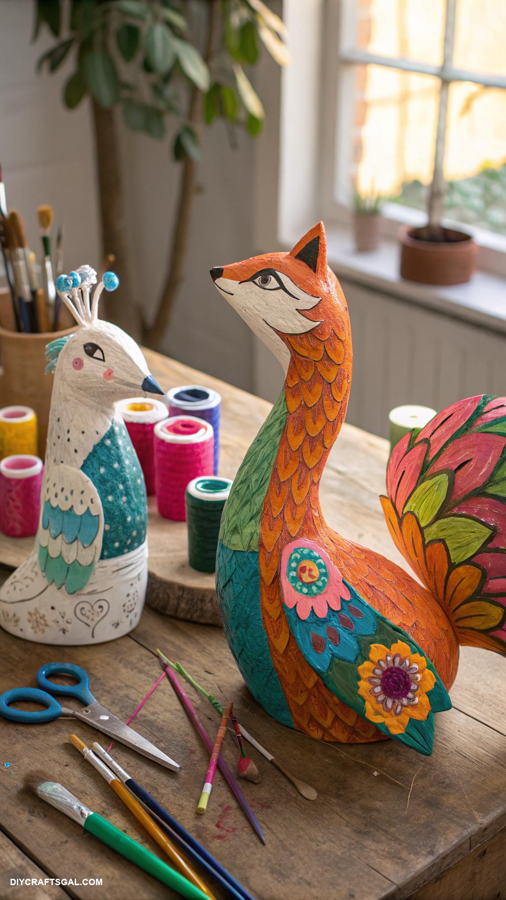 paper crafts Paper mache animal sculptures