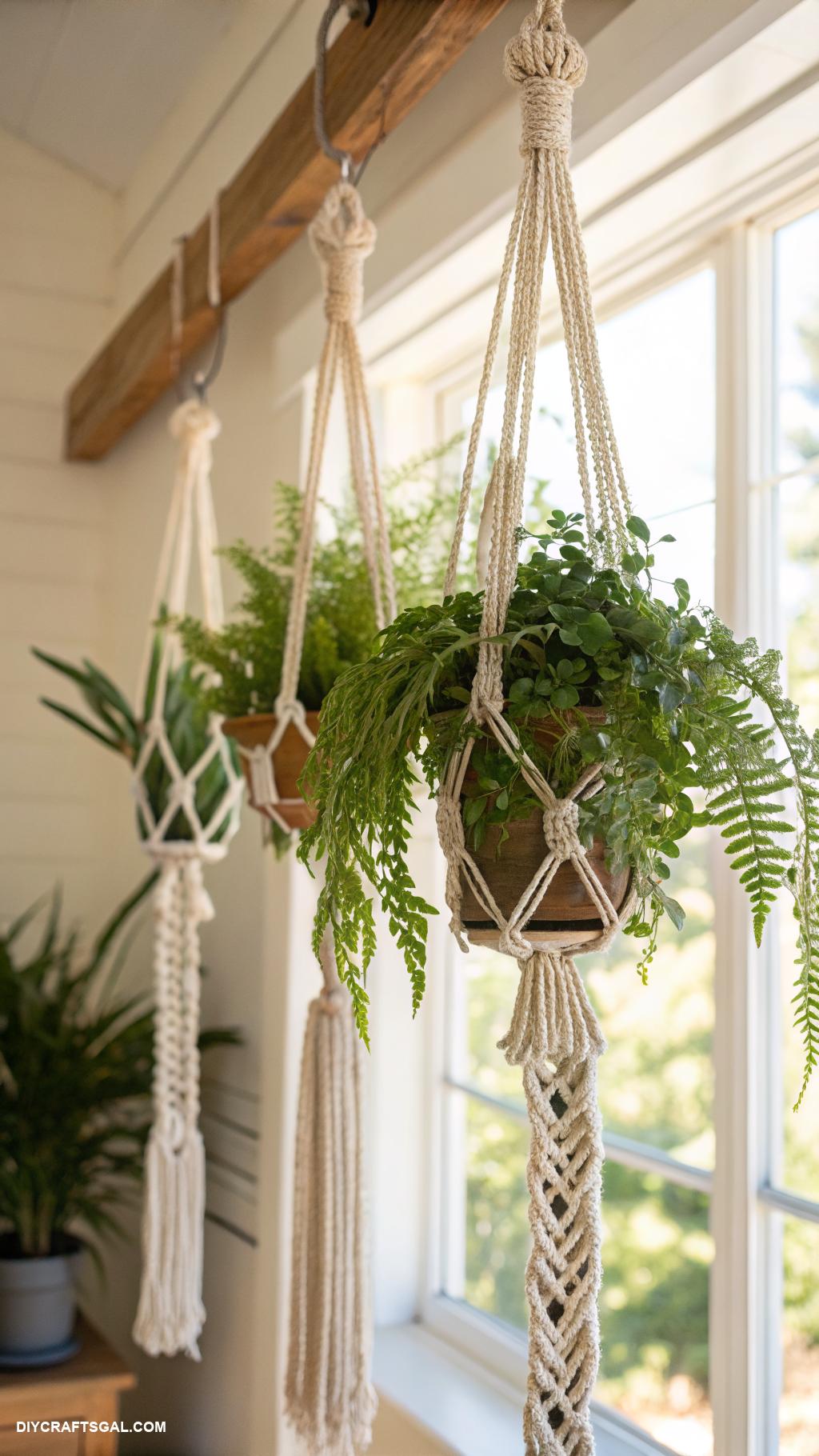 spring craft ideas to sell Macrame plant hangers for indoor greenery