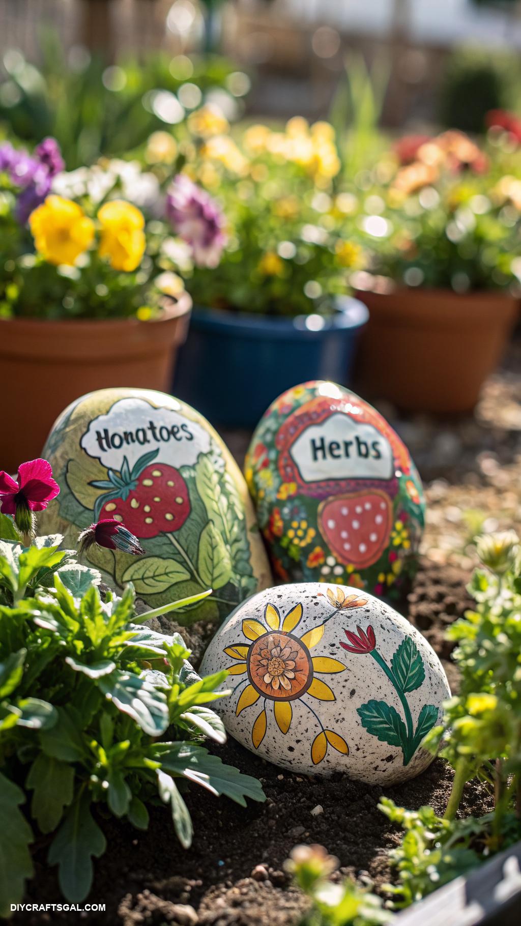 spring craft ideas to sell Painted rock garden markers for plants