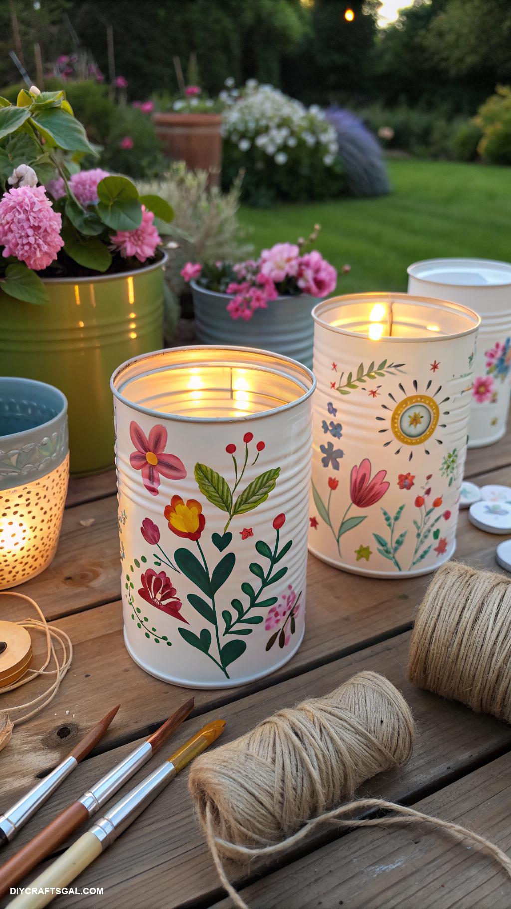 spring craft ideas to sell Upcycled tin can lanterns for outdoor decor