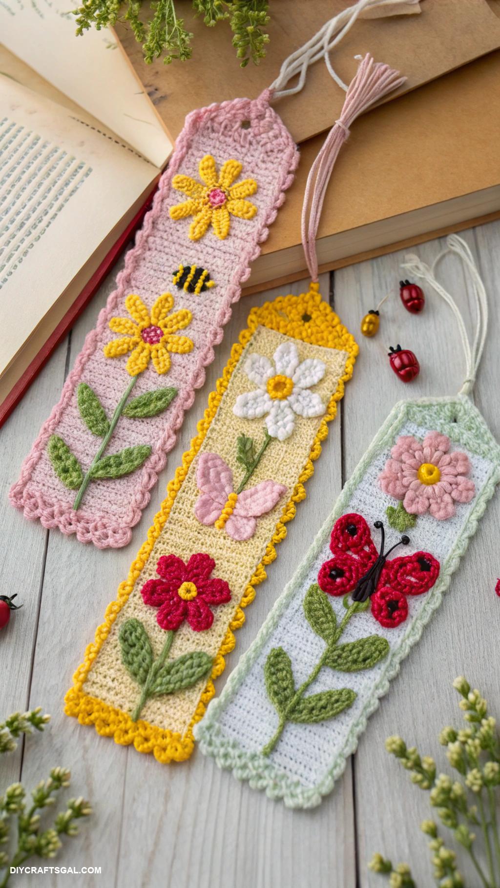 spring crochet ideas Crochet bookmarks featuring spring motifs