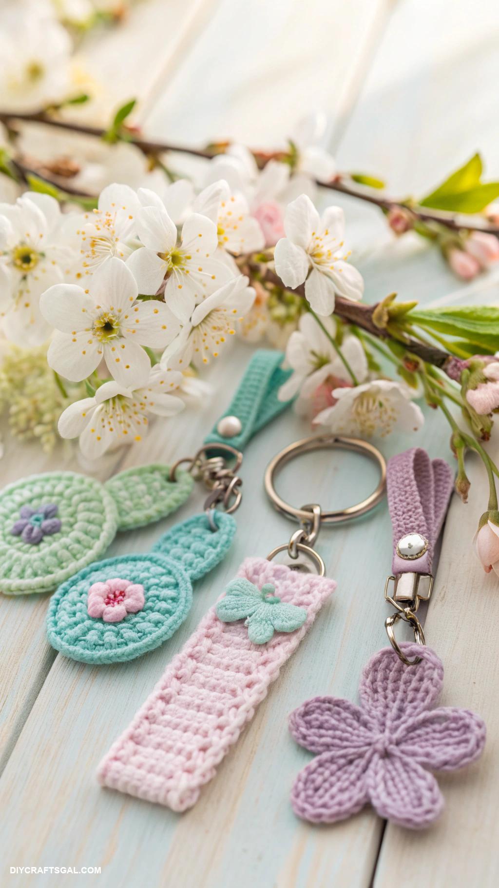 spring crochet ideas Crocheted keychains in pastel colors