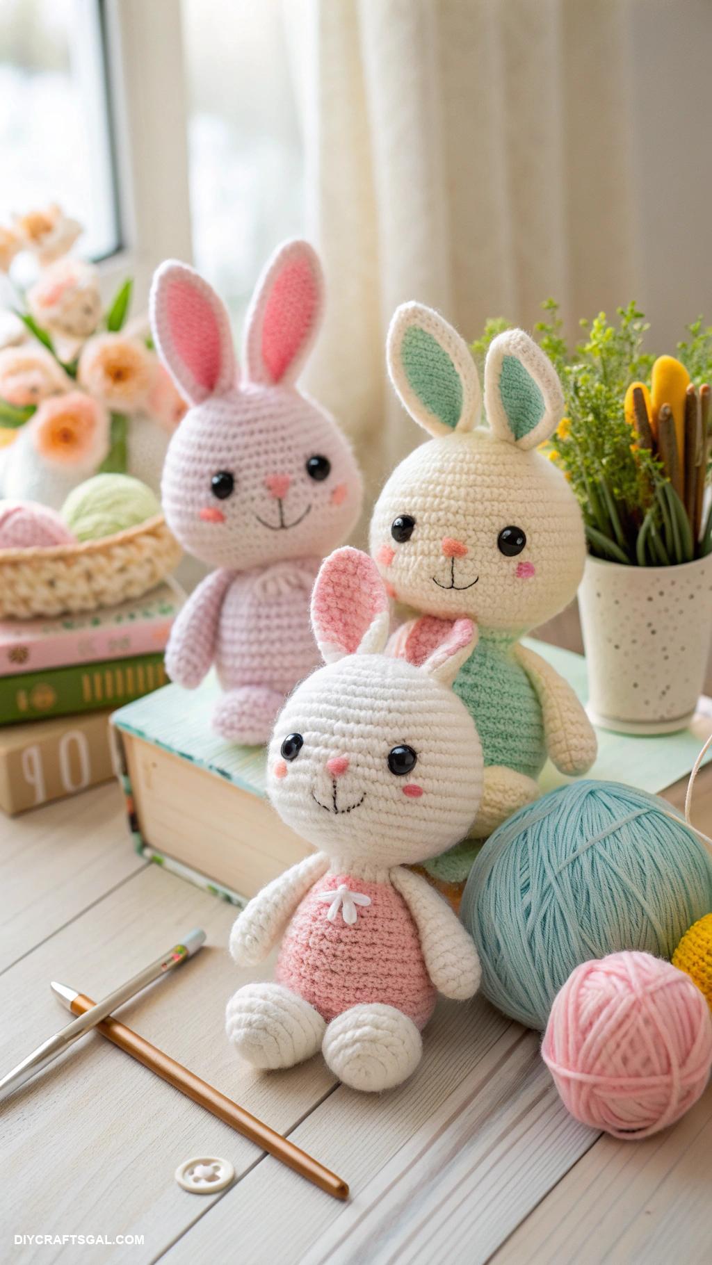 spring crochet ideas Cute bunny plushies for holiday gifts