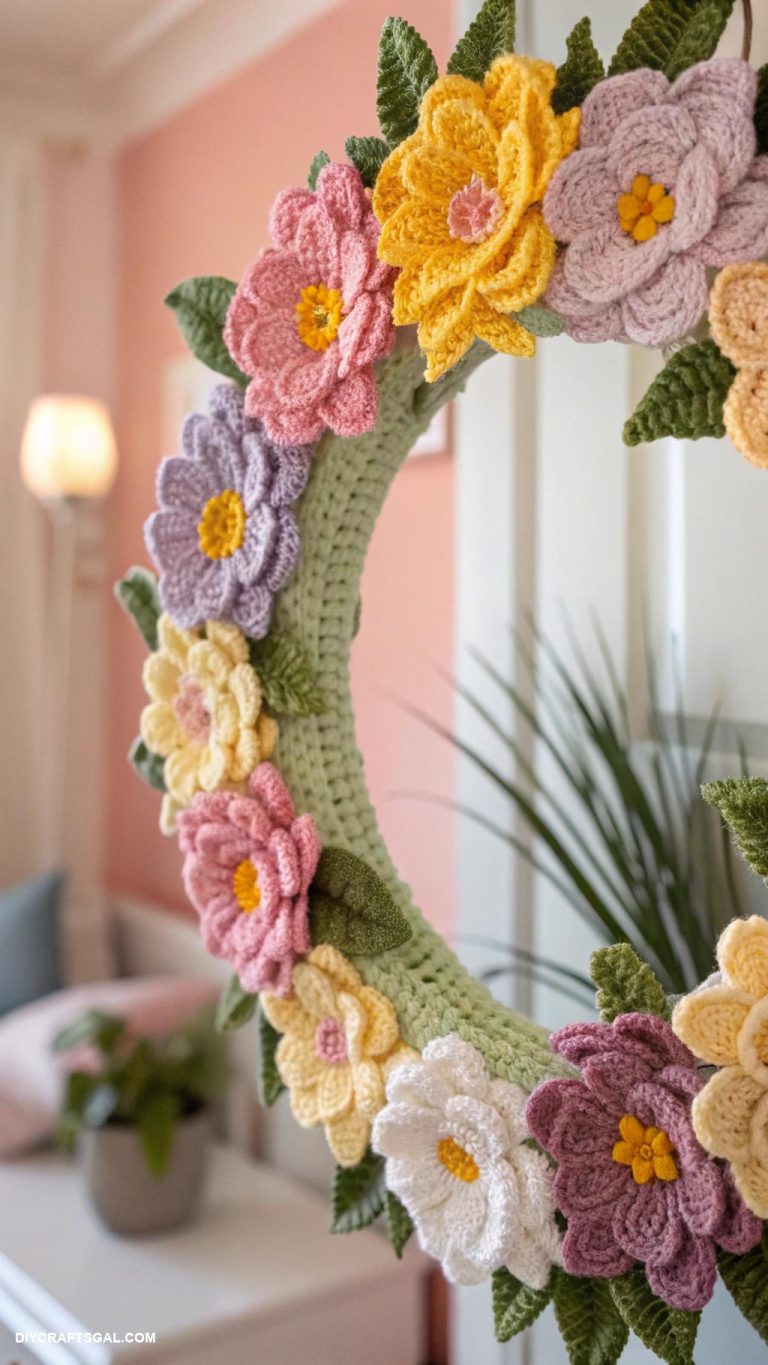 spring crochet ideas Spring wreaths made from crochet flowers