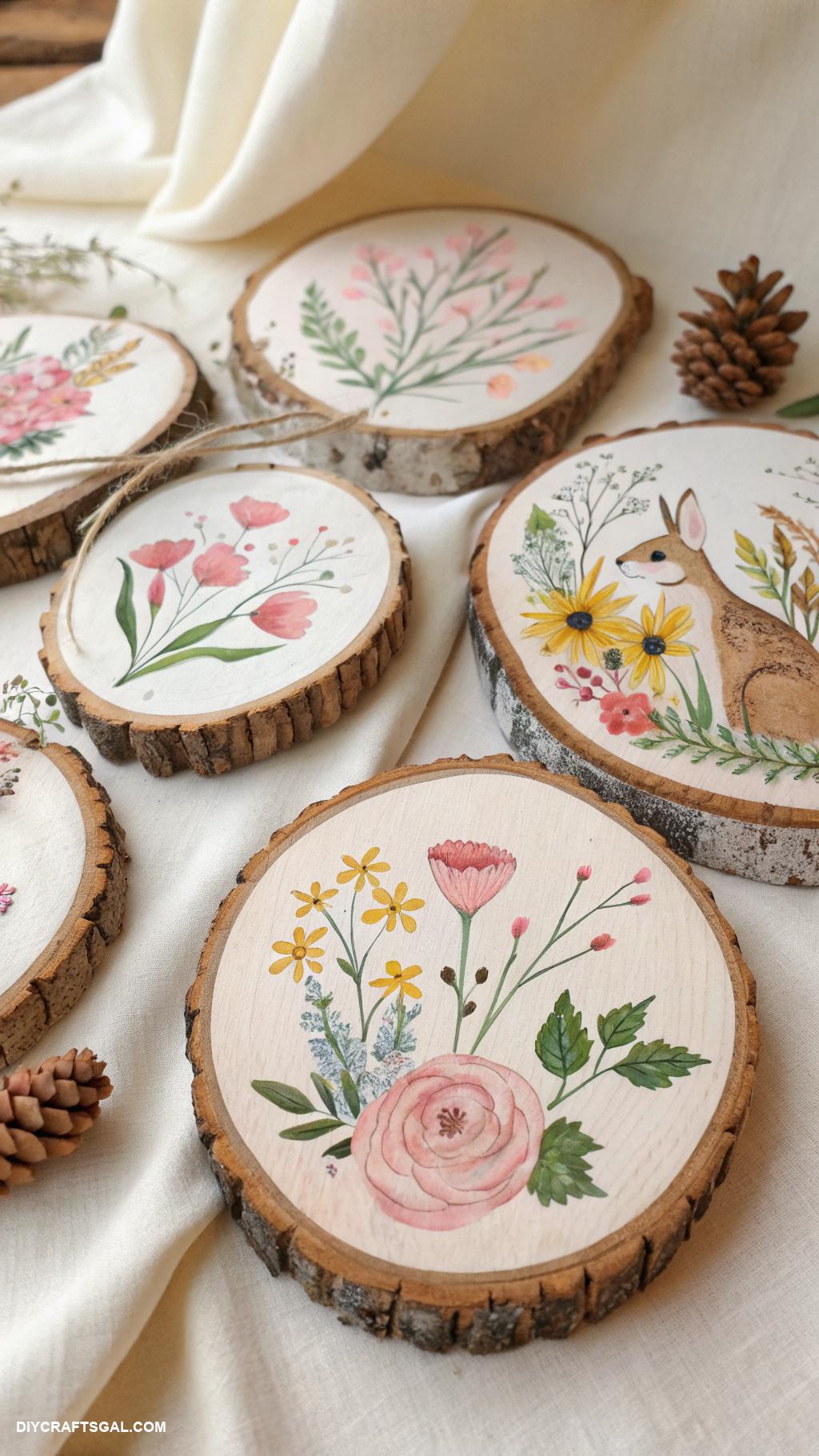 spring wood crafts to sell Decorative wood slice wall hangings
