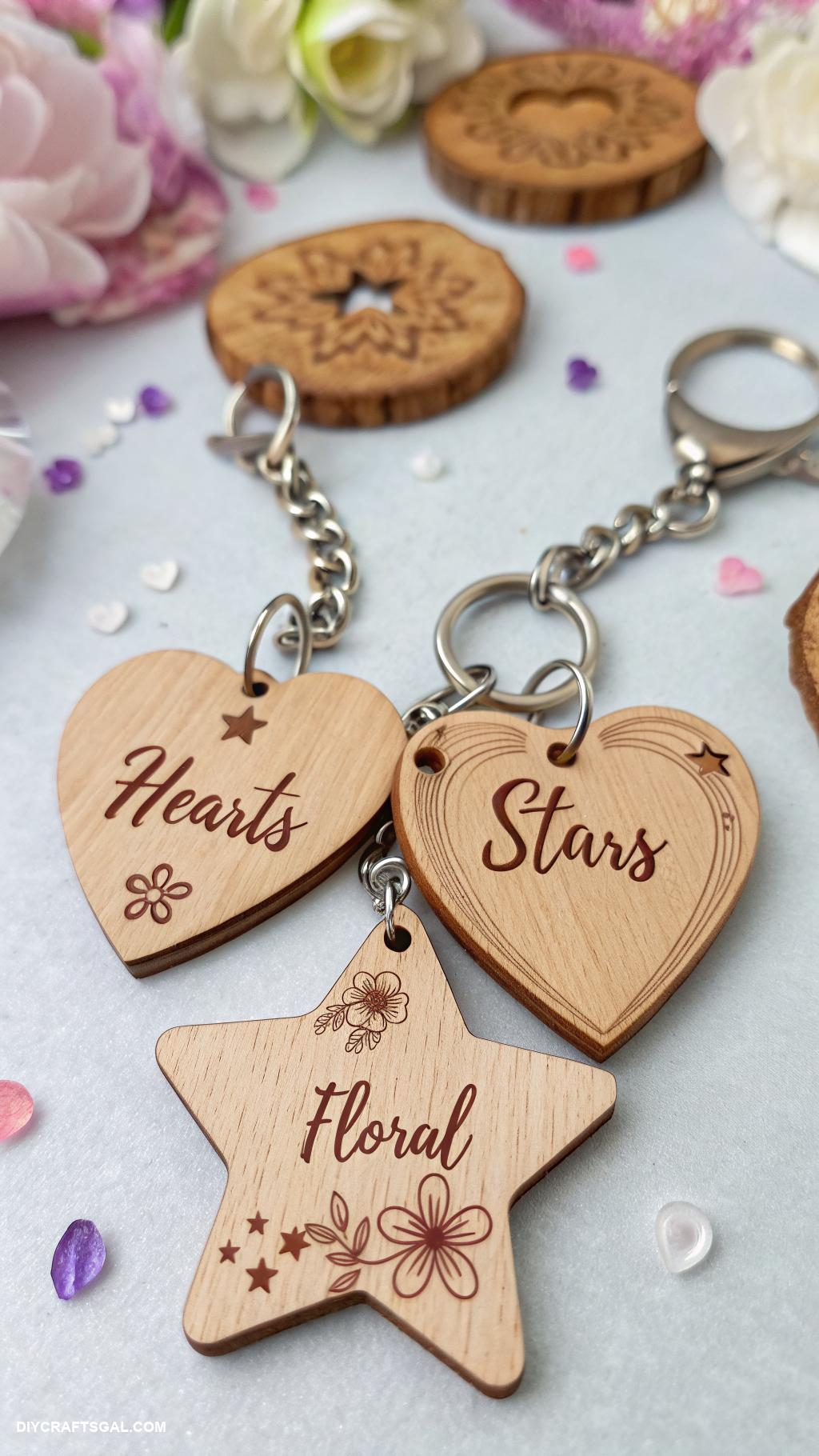 spring wood crafts to sell Personalized wooden keychains with engraved names