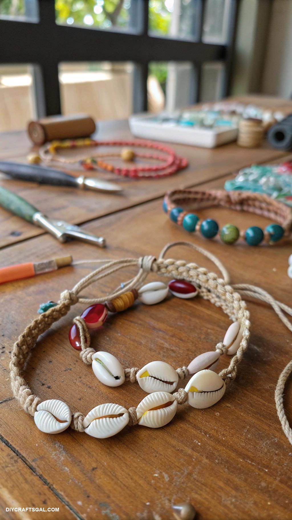 upcycle jewelry ideas Shells and stones for natural bracelets