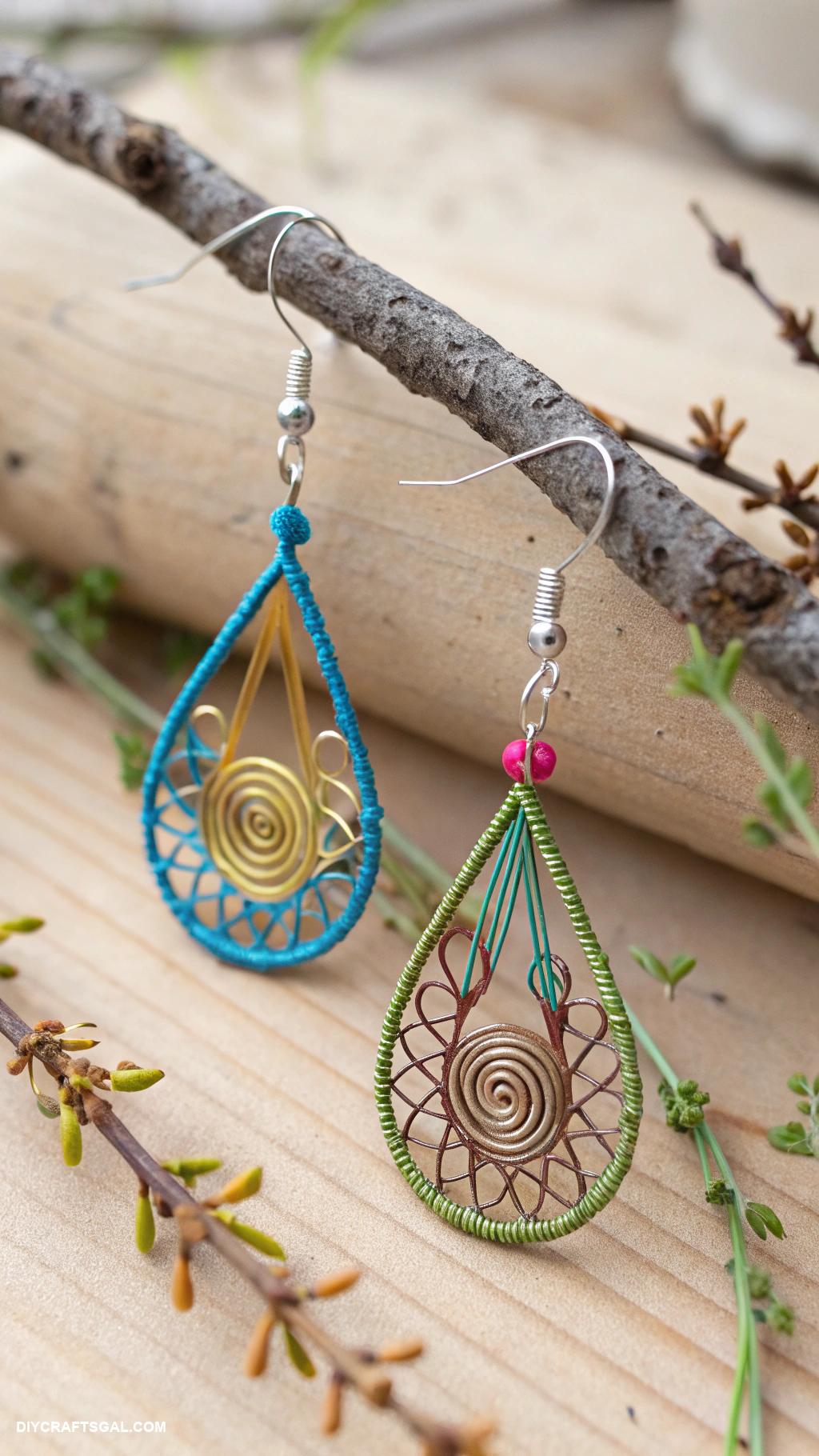 upcycle jewelry ideas Wire hangers shaped into original earrings