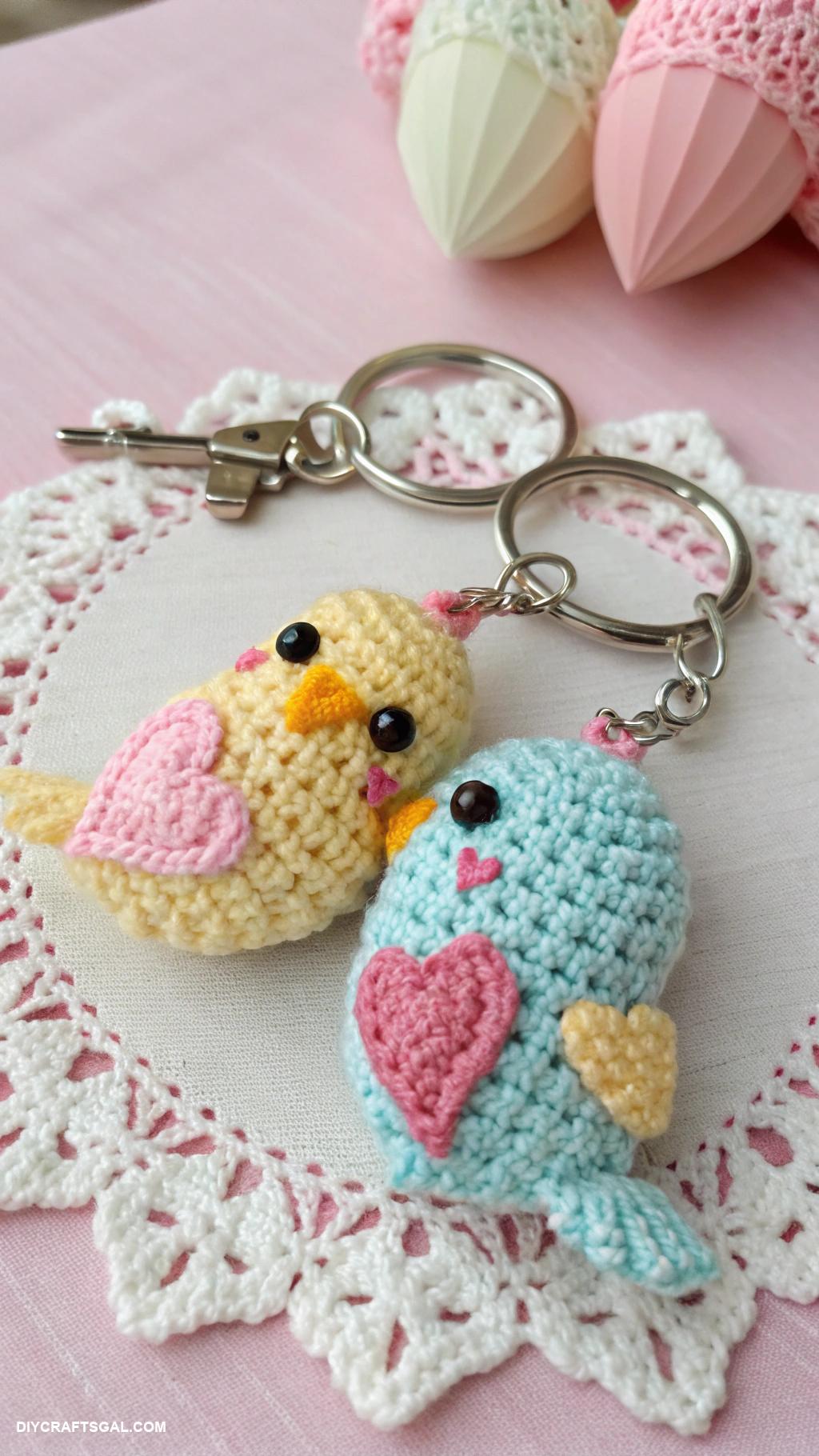 valentines day crochet ideas Adorable love bird keychains