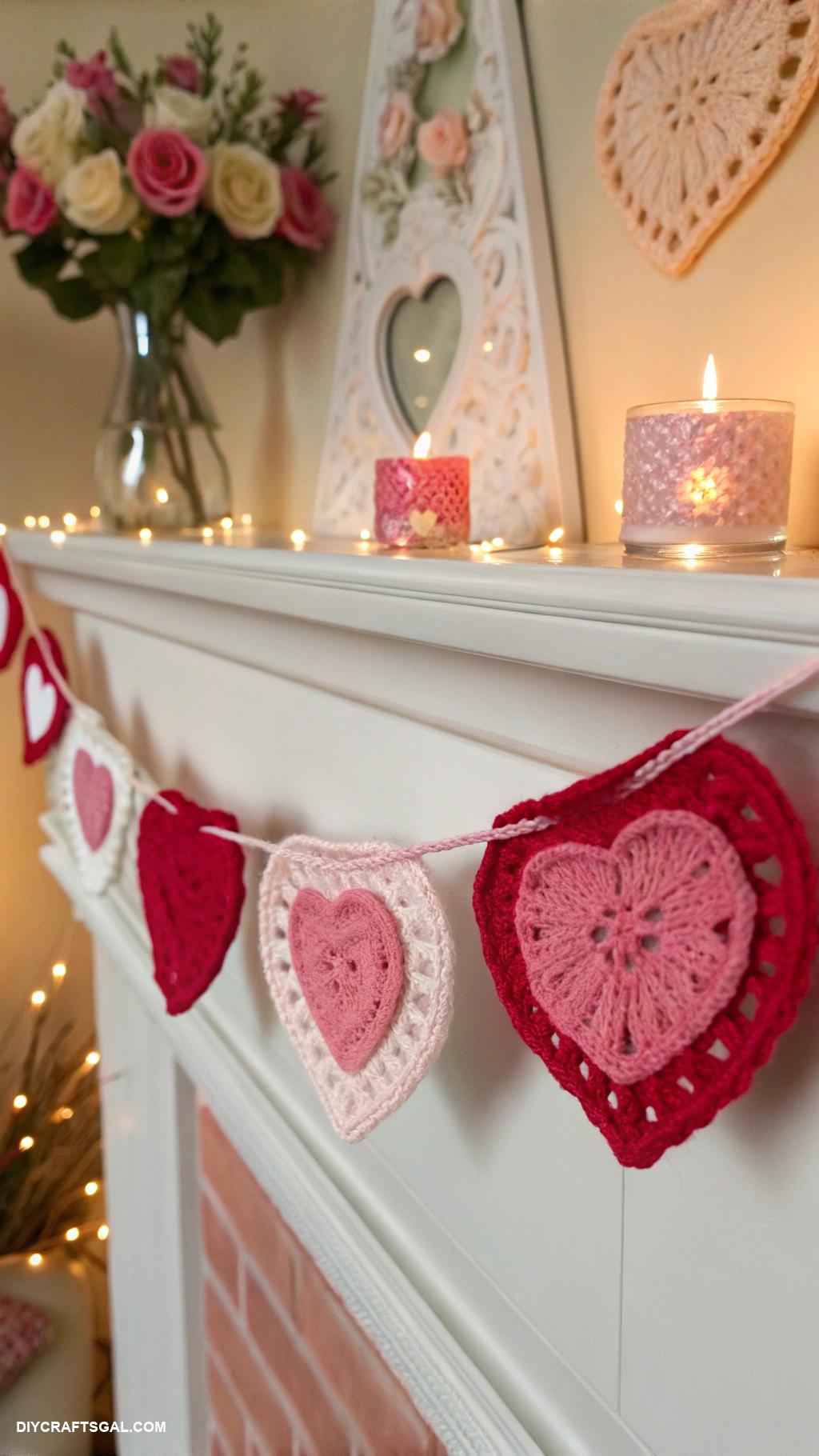valentines day crochet ideas Crochet heart garland for decoration