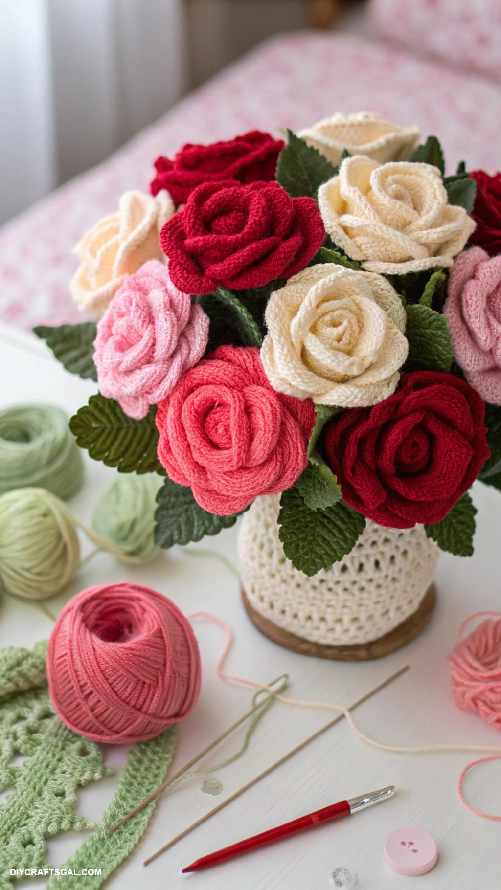 valentines day crochet ideas Crochet roses for everlasting bouquets