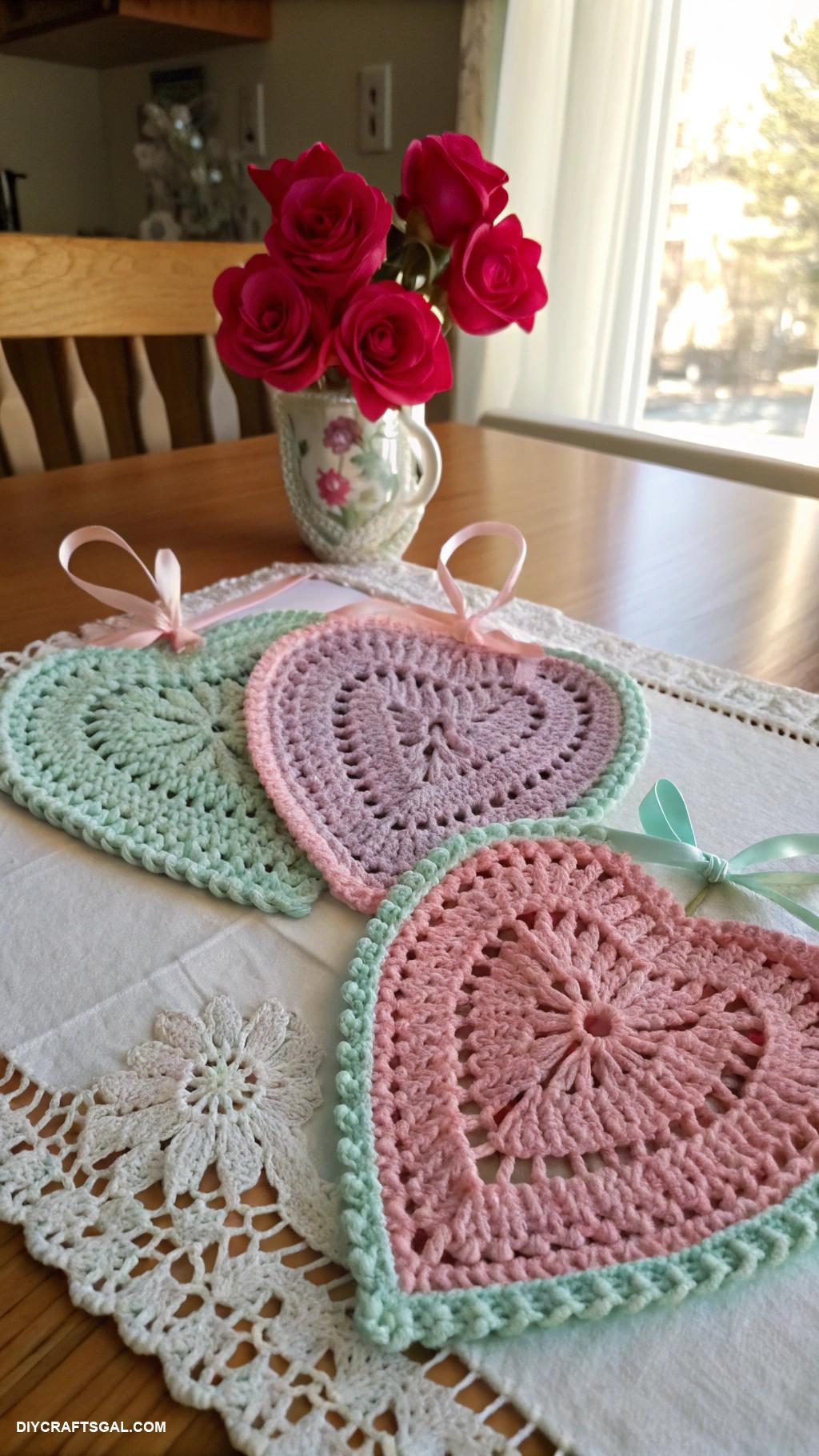 valentines day crochet ideas Cute heart potholders for the kitchen