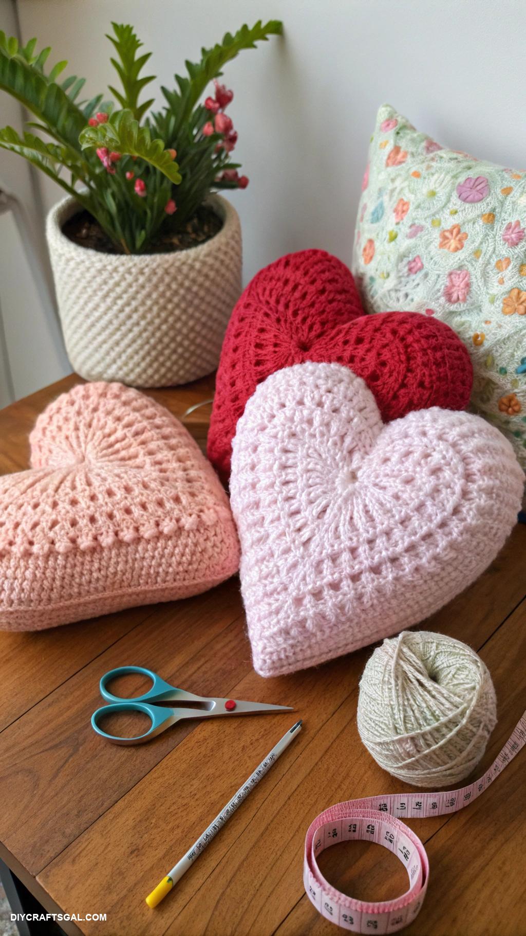 valentines day crochet ideas Sweet little heart shaped pillows