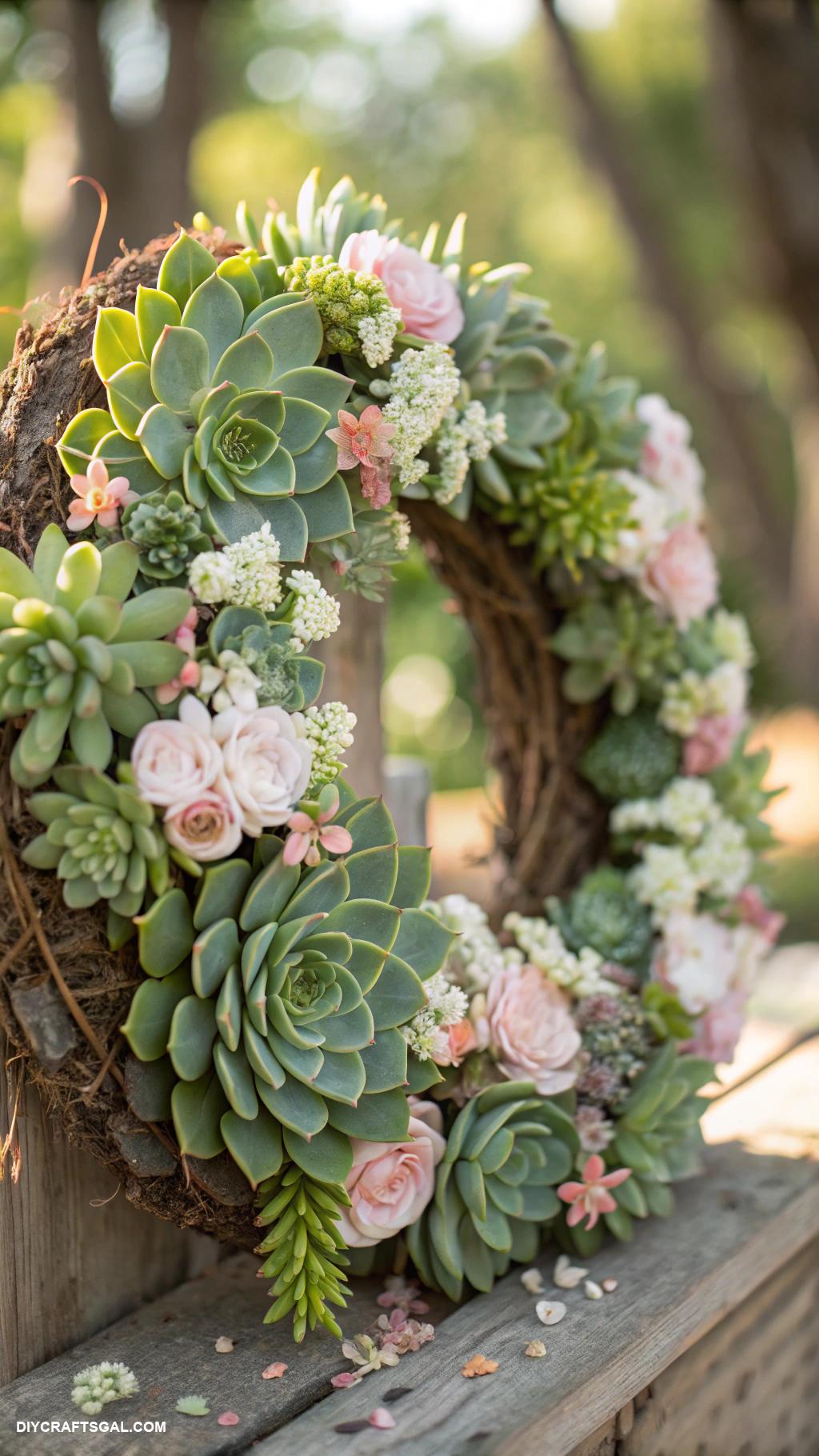 valentines day wreath ideas Succulent wreath for a modern touch