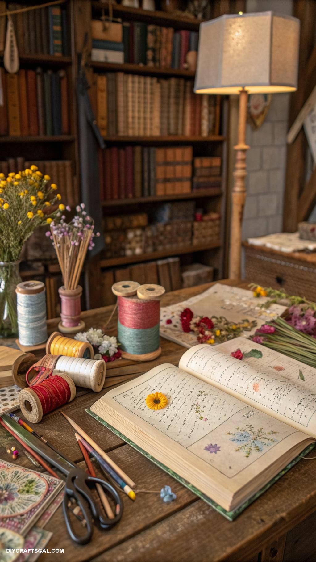 vintage craft room ideas Old books as quirky design elements