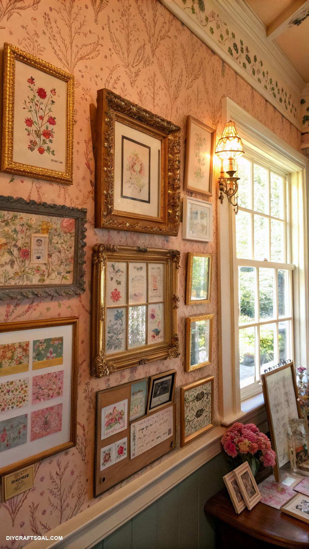vintage craft room ideas Old frame gallery for displaying crafts