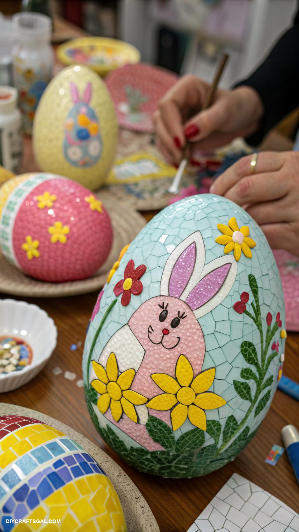 easter crafts for kids Eggshell mosaic art projects
