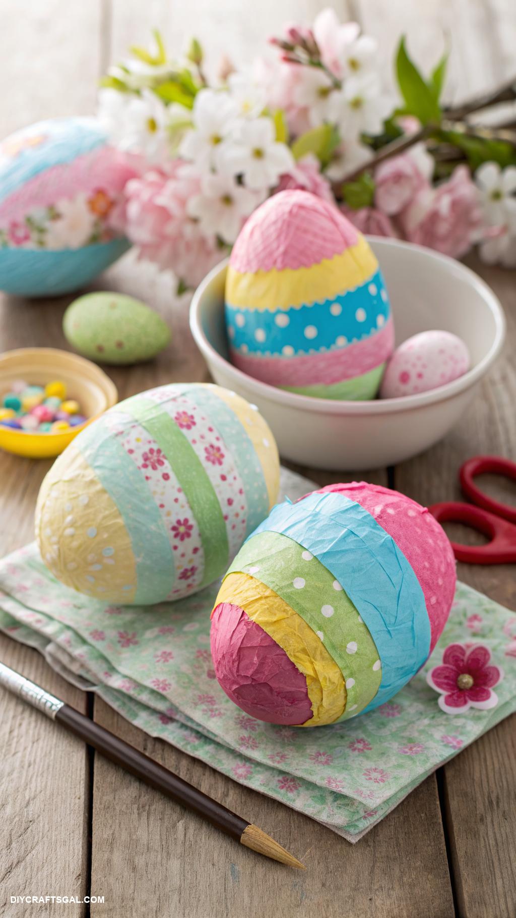 easter crafts for kids Paper mache Easter egg decorations